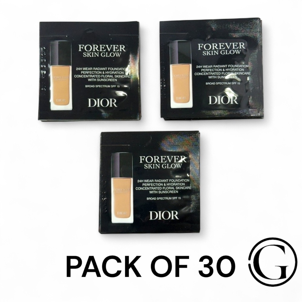 PACK OF 30 CHRISITAN DIOR FOREVER SKIN GLOW 24 H WEAR FOUNDATION 2.5N SAMPLE